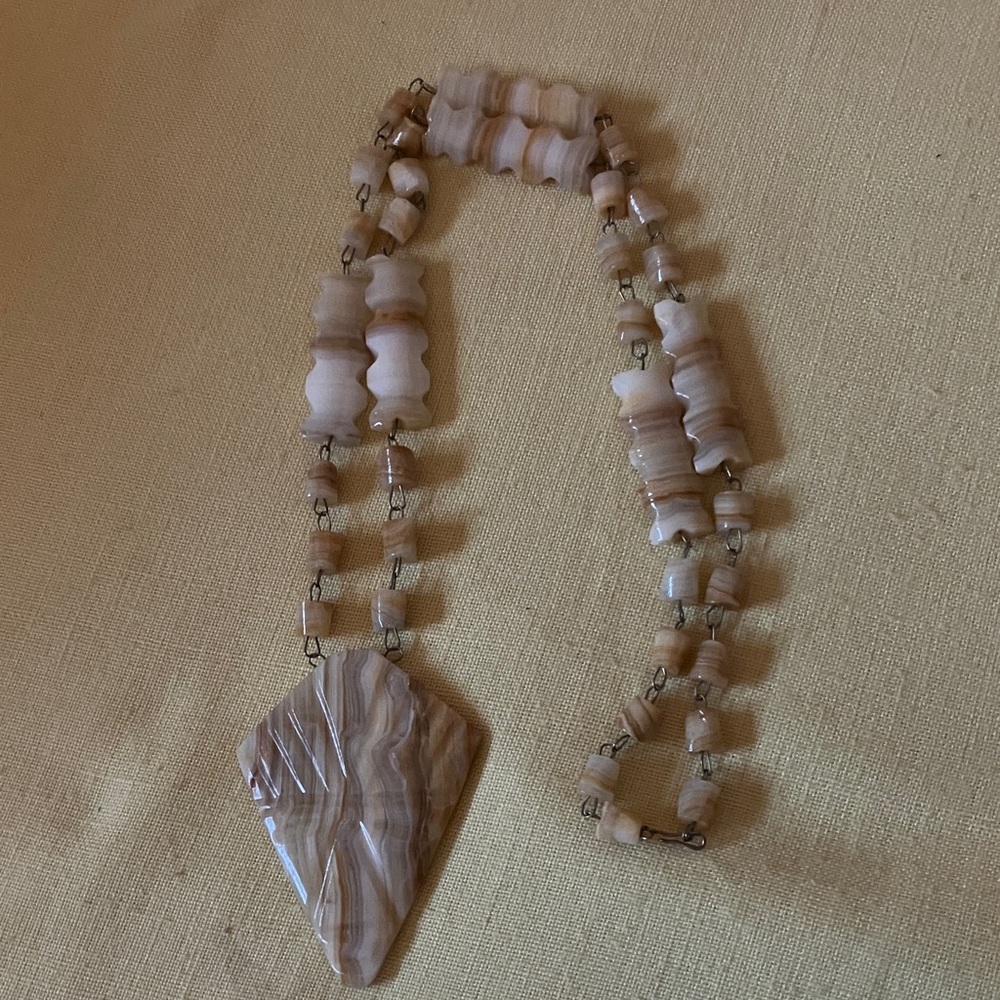Vintage banded onyx tribal necklace.